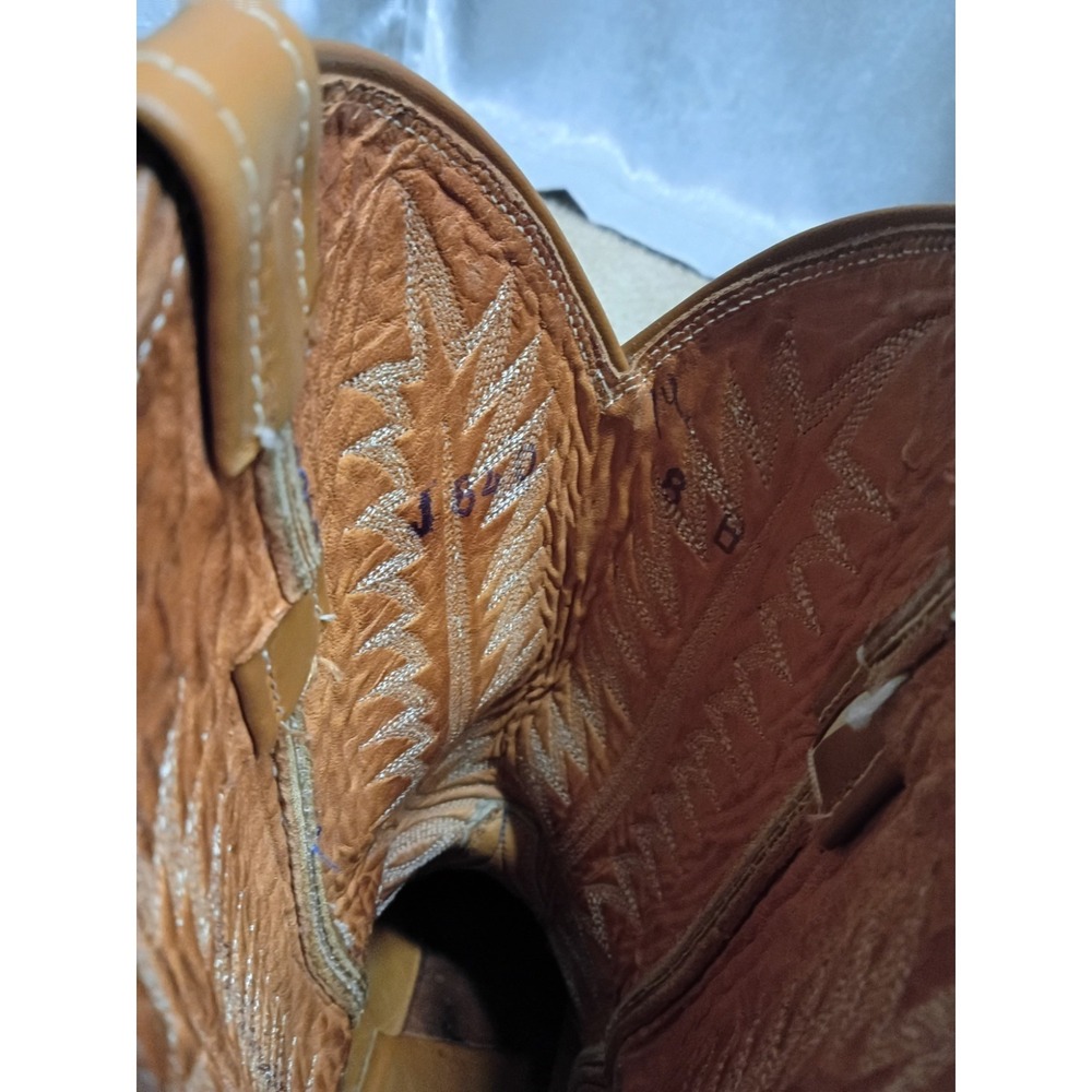 Vintage 80s Cowtown Lizard Skin Western Leather Cowboy Boots Men's 8B Brown - Picture 8 of 10